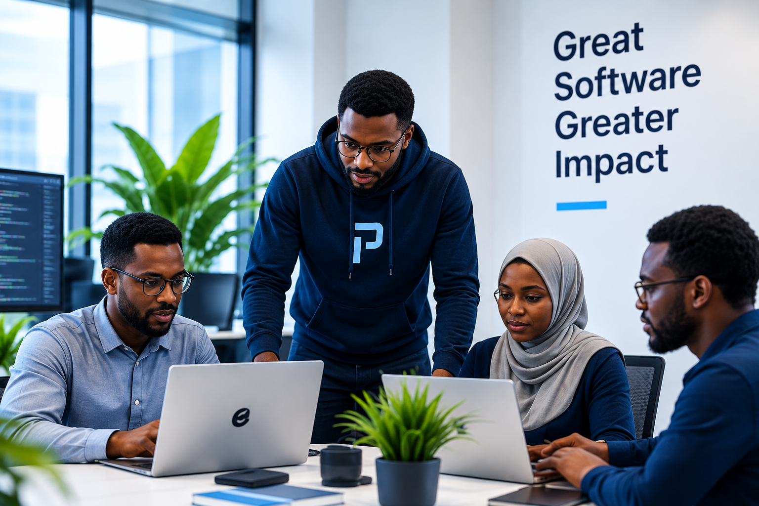 Pureline team collaborating on a software project